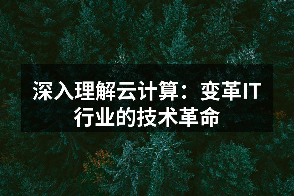 深入理解云计算:变革IT行业的技术革命